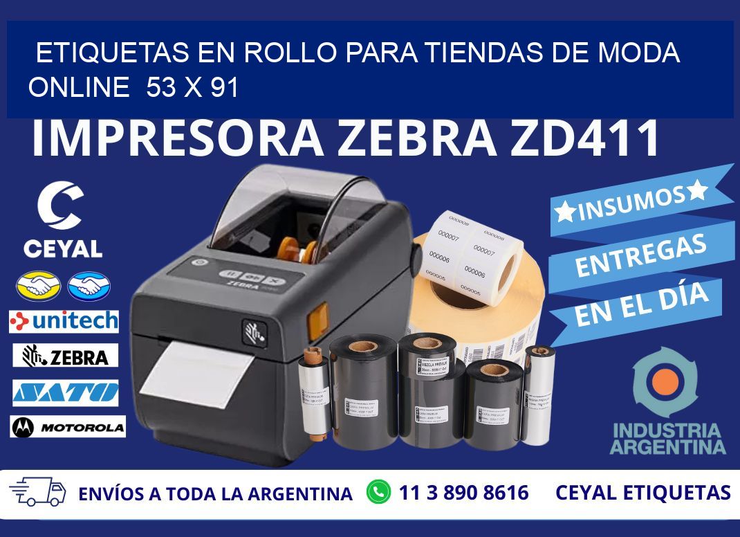 ETIQUETAS EN ROLLO PARA TIENDAS DE MODA ONLINE  53 x 91