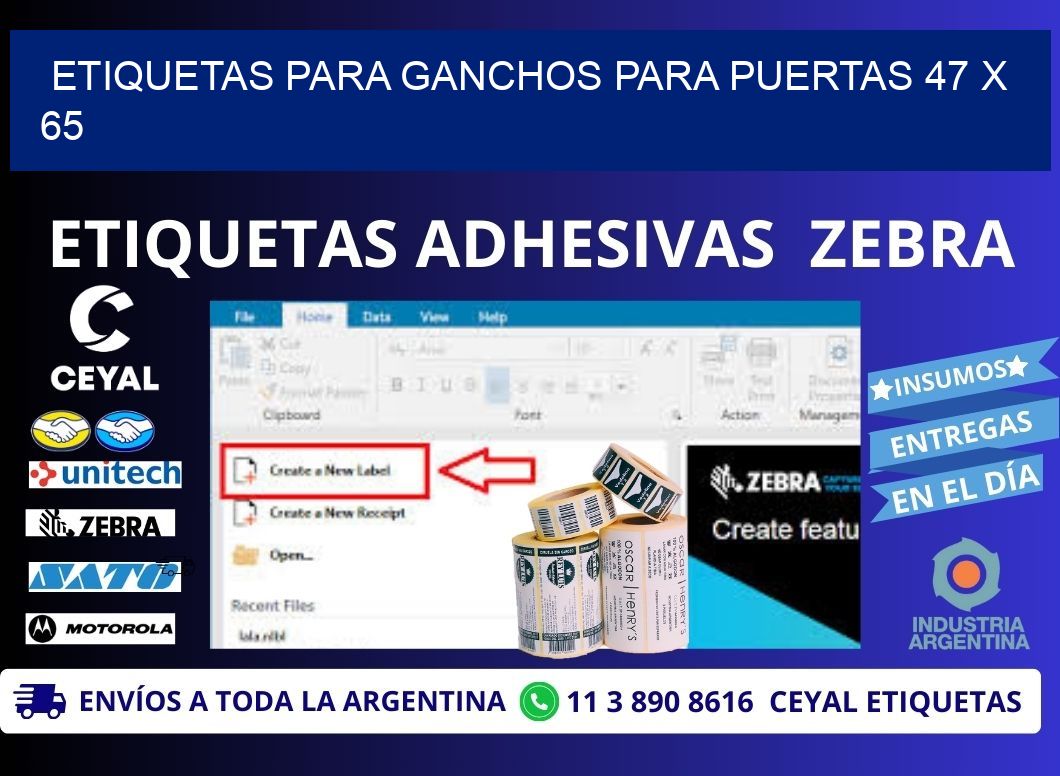 ETIQUETAS PARA GANCHOS PARA PUERTAS 47 x 65