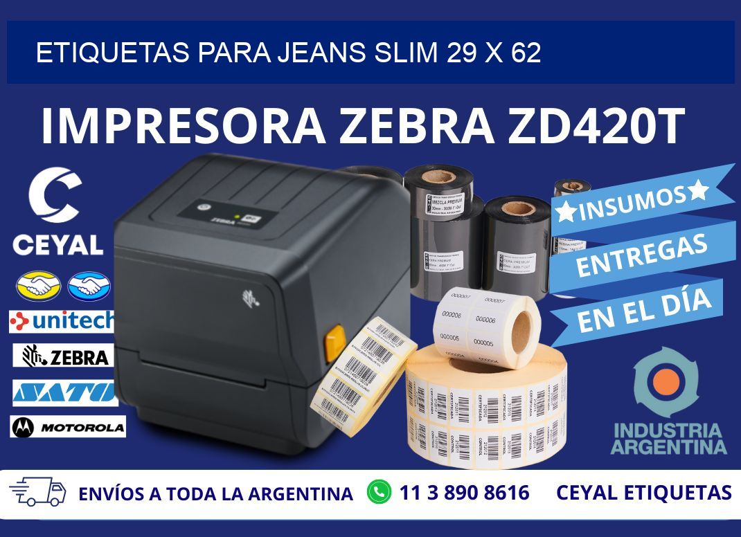 ETIQUETAS PARA JEANS SLIM 29 x 62