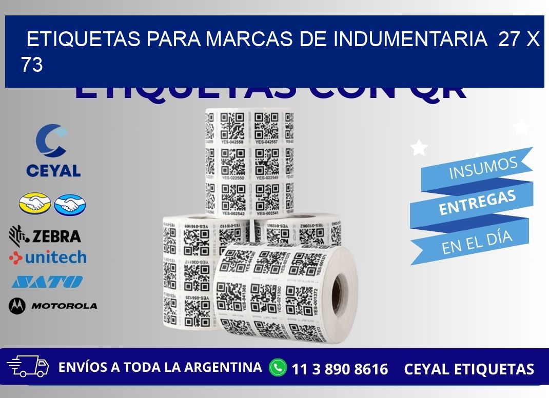 ETIQUETAS PARA MARCAS DE INDUMENTARIA  27 x 73
