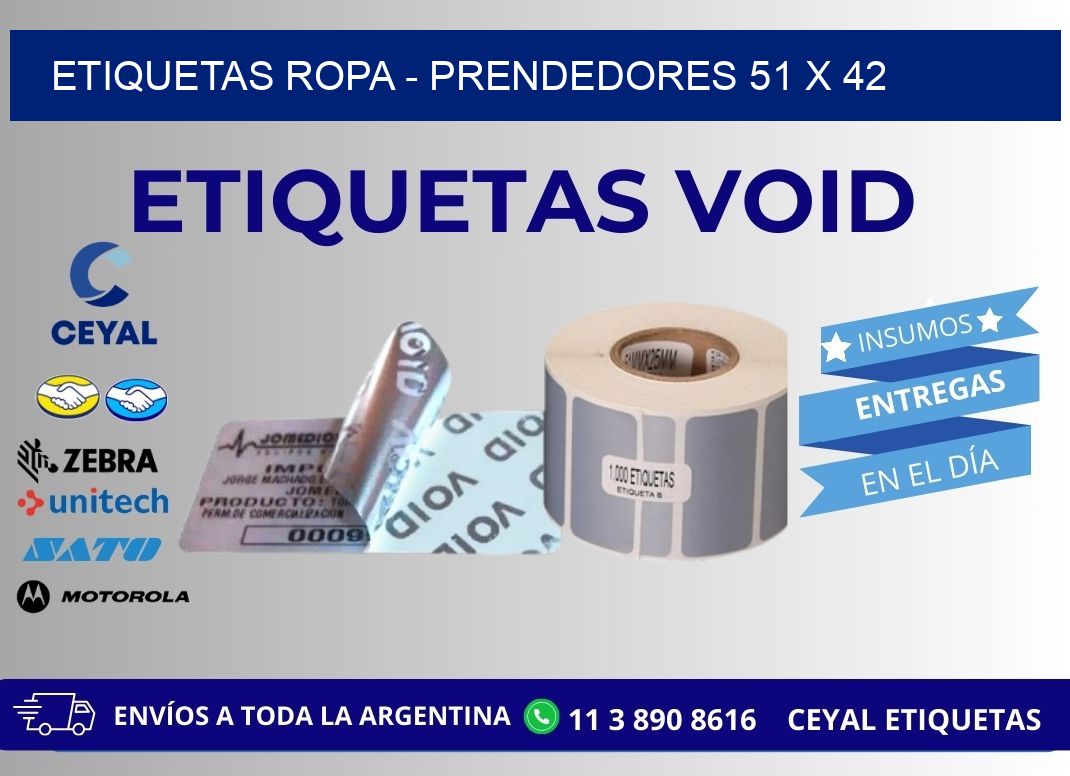 ETIQUETAS ROPA - PRENDEDORES 51 x 42