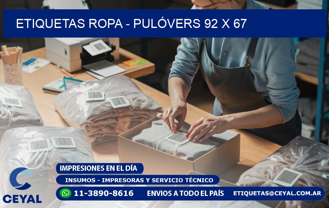 ETIQUETAS ROPA - PULÓVERS 92 x 67