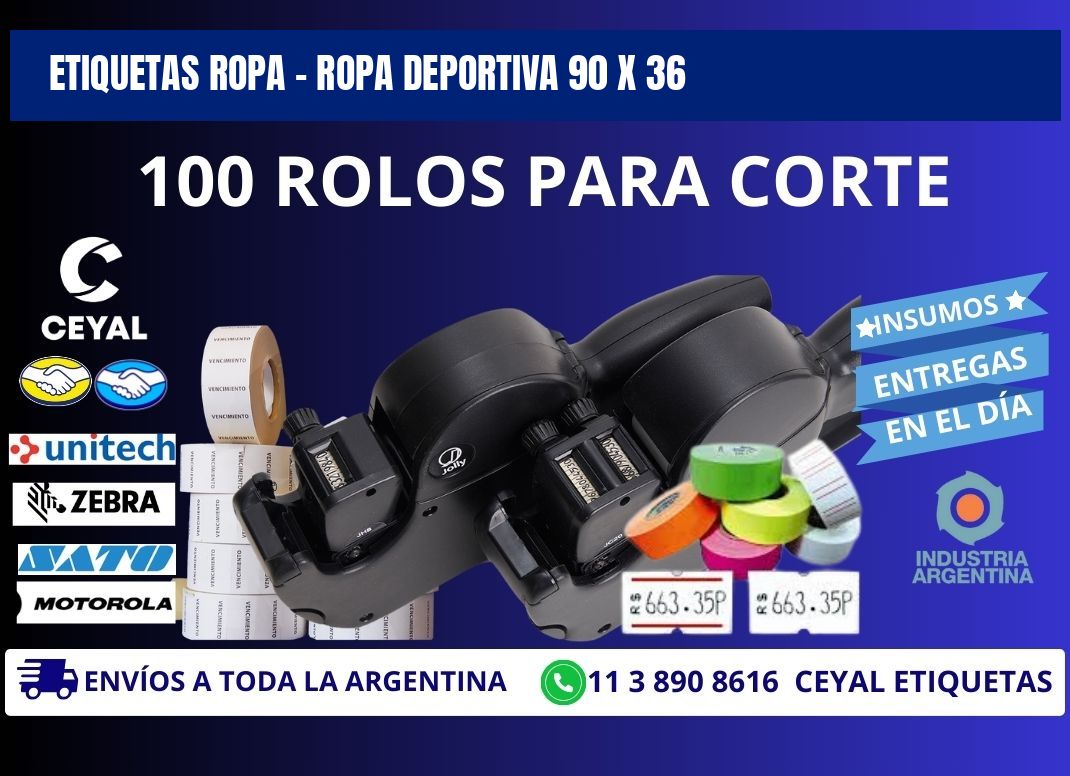 ETIQUETAS ROPA - ROPA DEPORTIVA 90 x 36