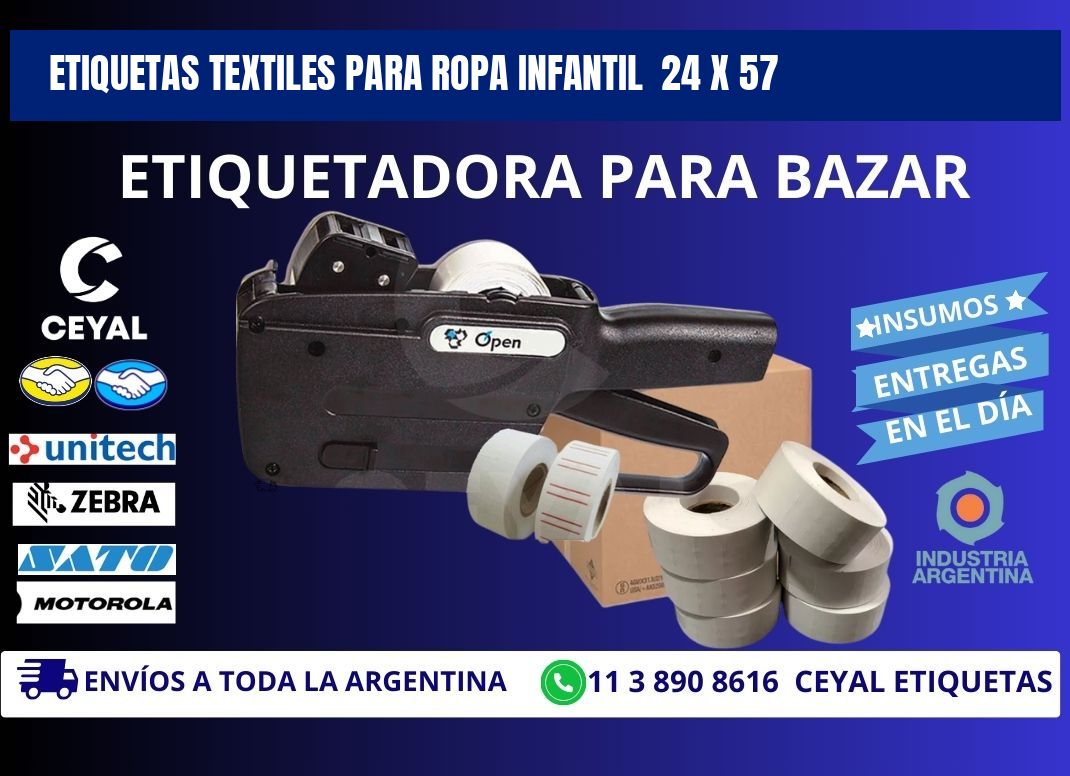 ETIQUETAS TEXTILES PARA ROPA INFANTIL  24 x 57