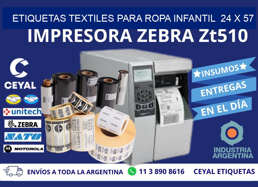 ETIQUETAS TEXTILES PARA ROPA INFANTIL  24 x 57