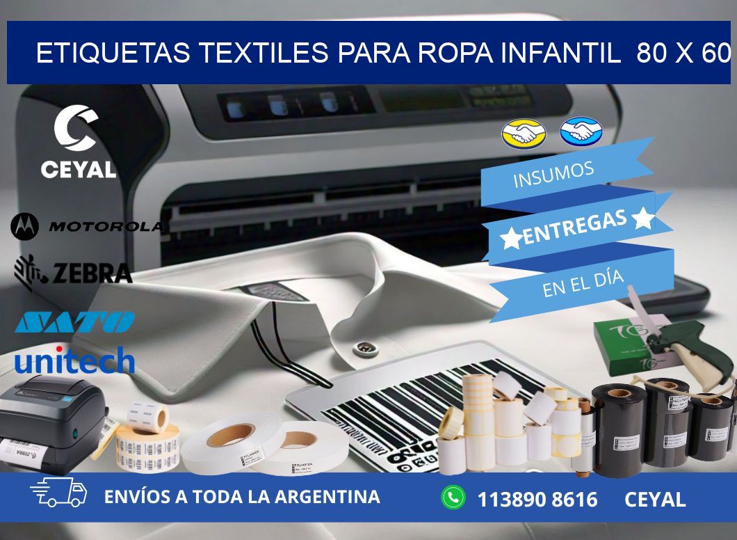 ETIQUETAS TEXTILES PARA ROPA INFANTIL  80 x 60