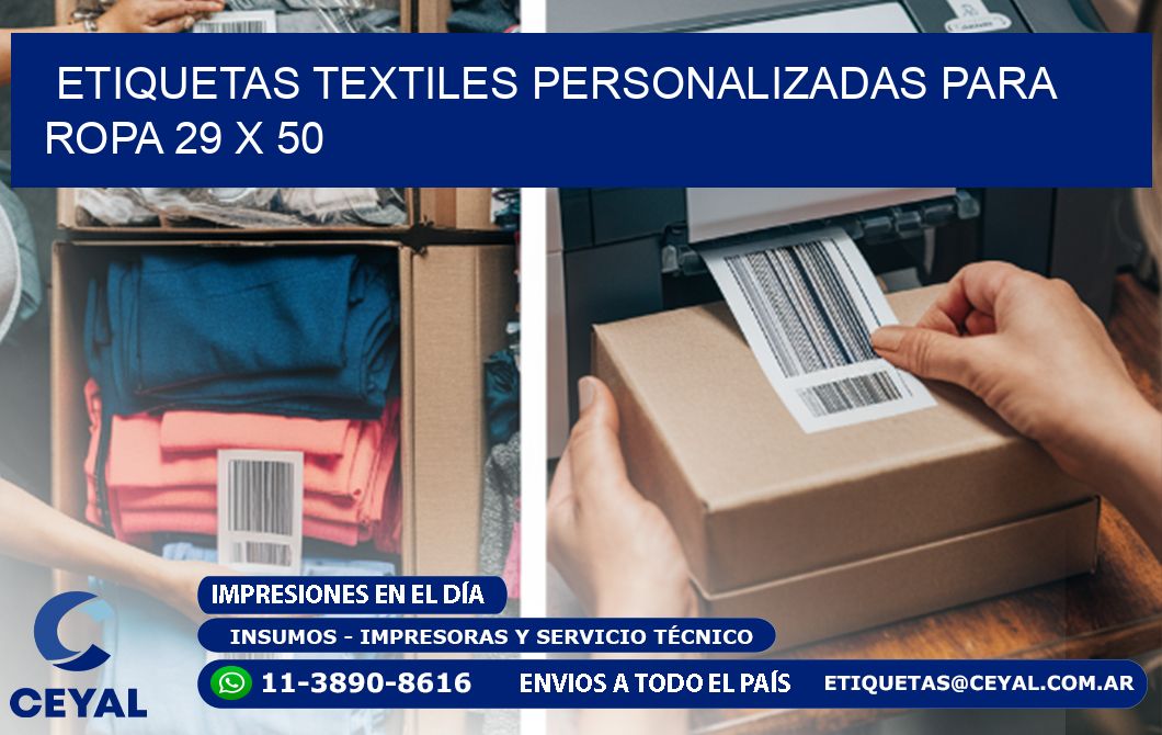ETIQUETAS TEXTILES PERSONALIZADAS PARA ROPA 29 x 50