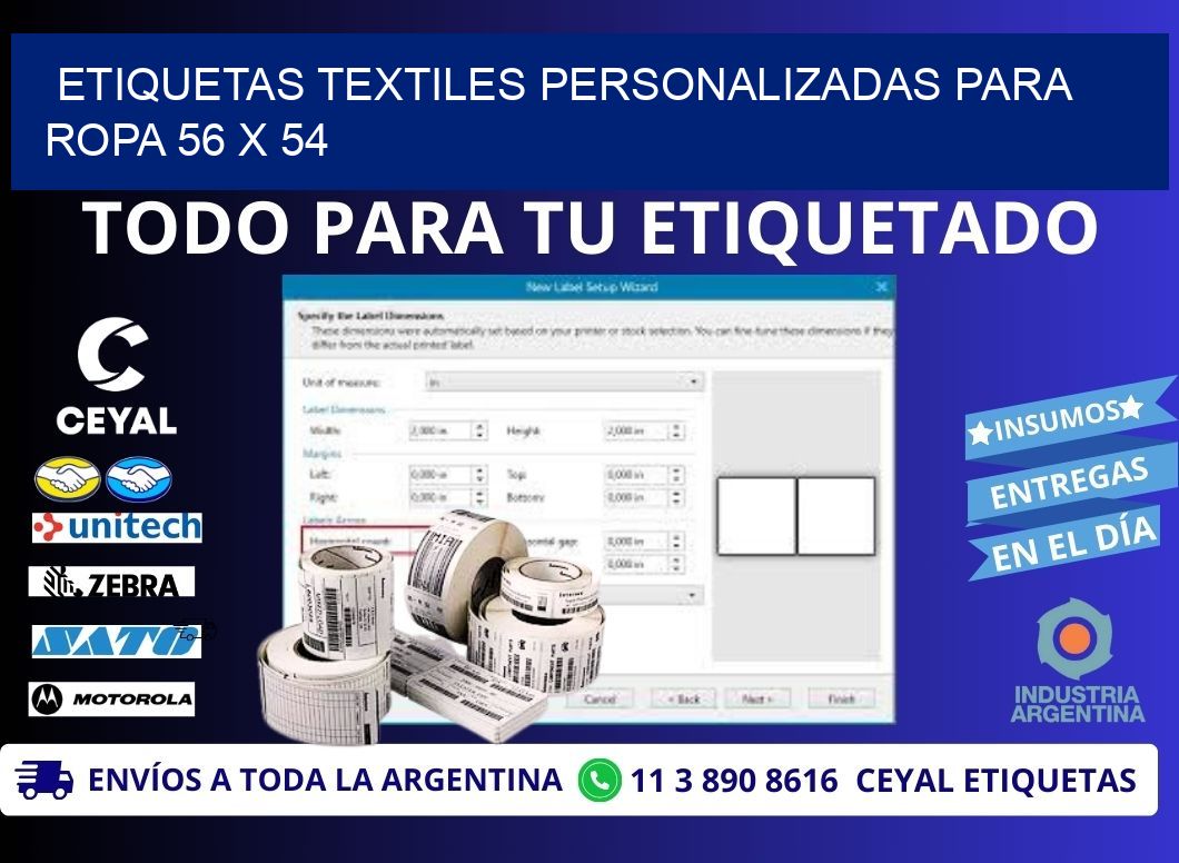 ETIQUETAS TEXTILES PERSONALIZADAS PARA ROPA 56 x 54