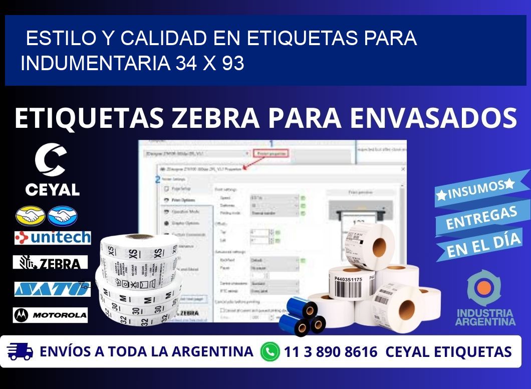 Estilo y Calidad en Etiquetas para Indumentaria 34 x 93