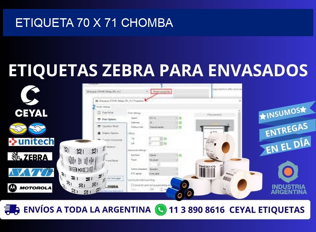 Etiqueta 70 x 71 chomba