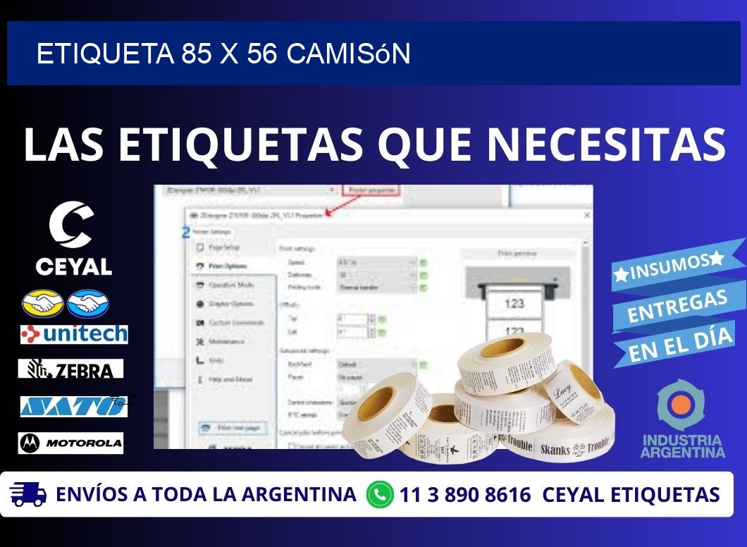 Etiqueta 85 x 56 camisón