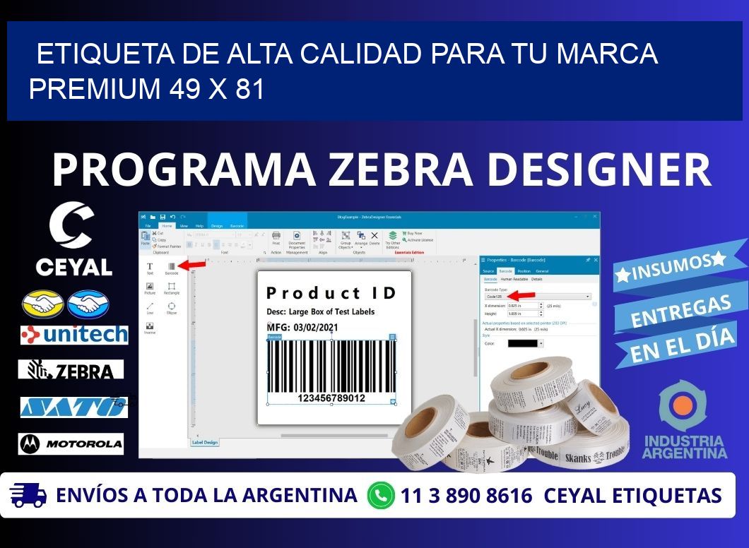 Etiqueta de Alta Calidad para tu Marca Premium 49 x 81