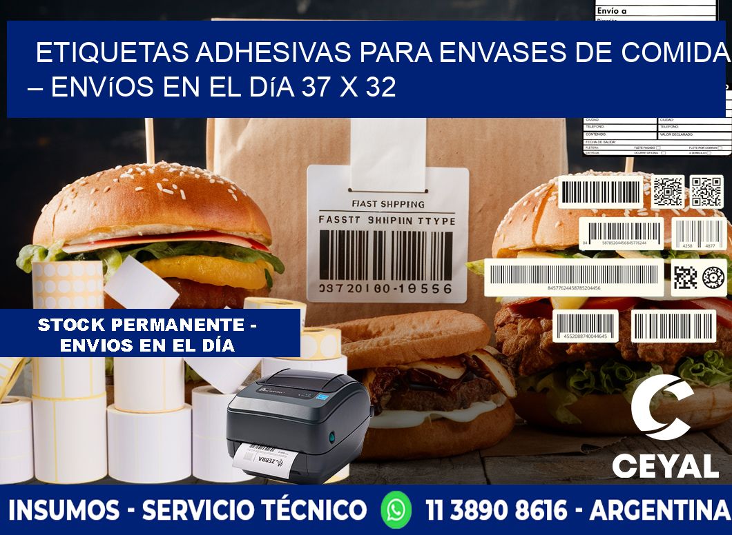 Etiquetas adhesivas para envases de comida – Envíos en el día 37 x 32