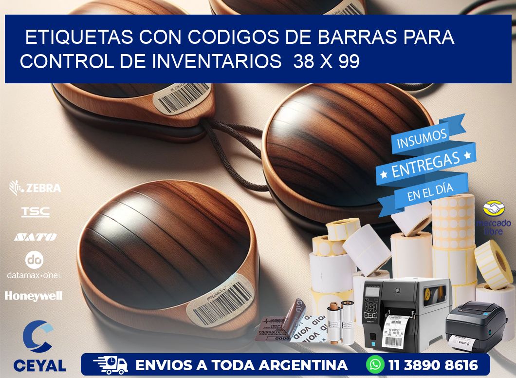 Etiquetas con Codigos de Barras para Control de Inventarios  38 x 99