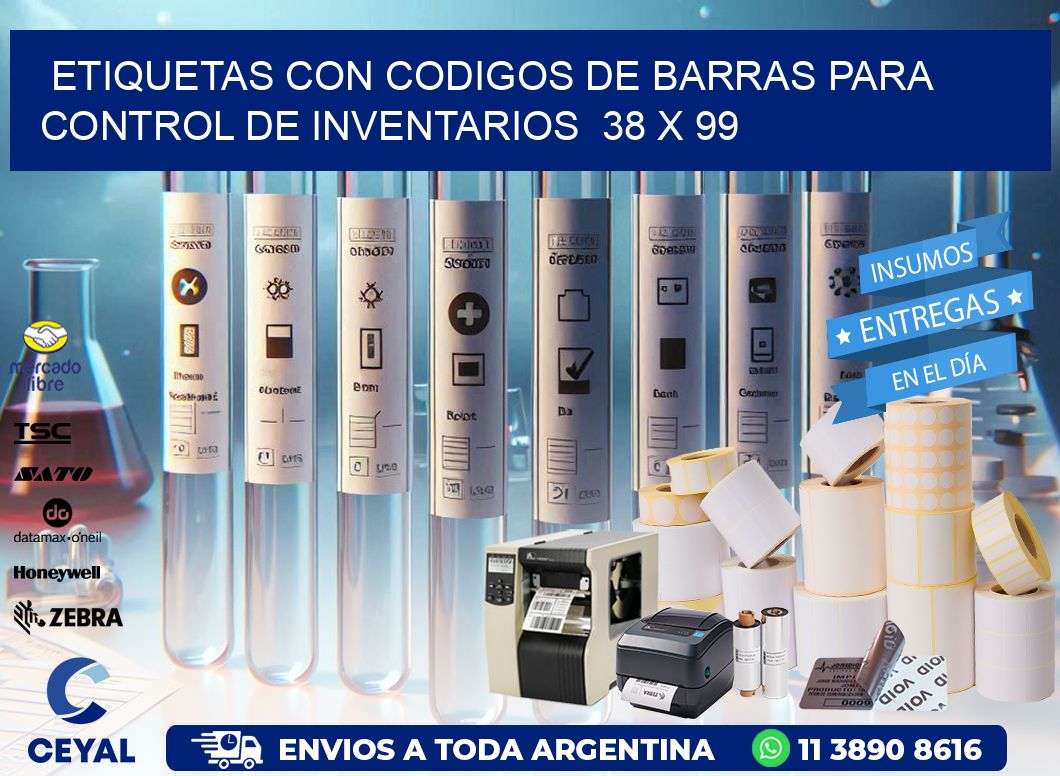 Etiquetas con Codigos de Barras para Control de Inventarios  38 x 99