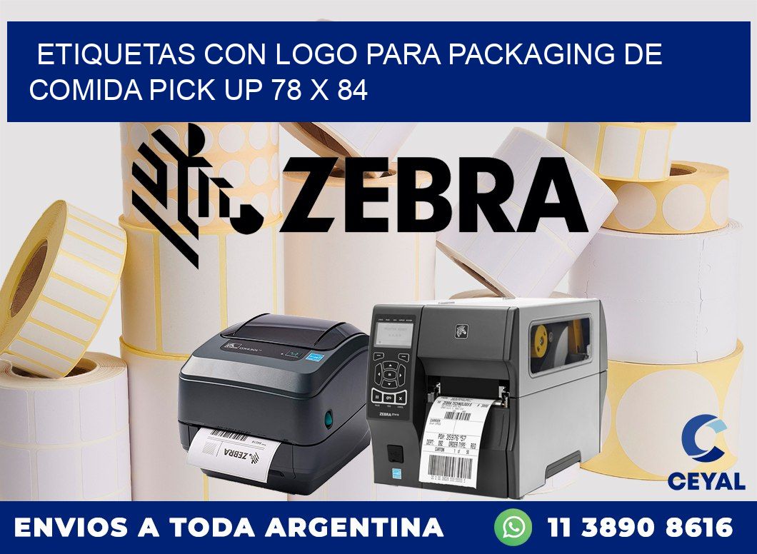 Etiquetas con logo para packaging de comida pick up 78 x 84