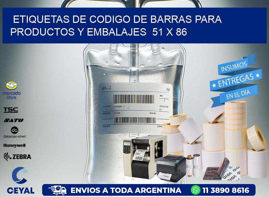 Etiquetas de Codigo de Barras para Productos y Embalajes  51 x 86