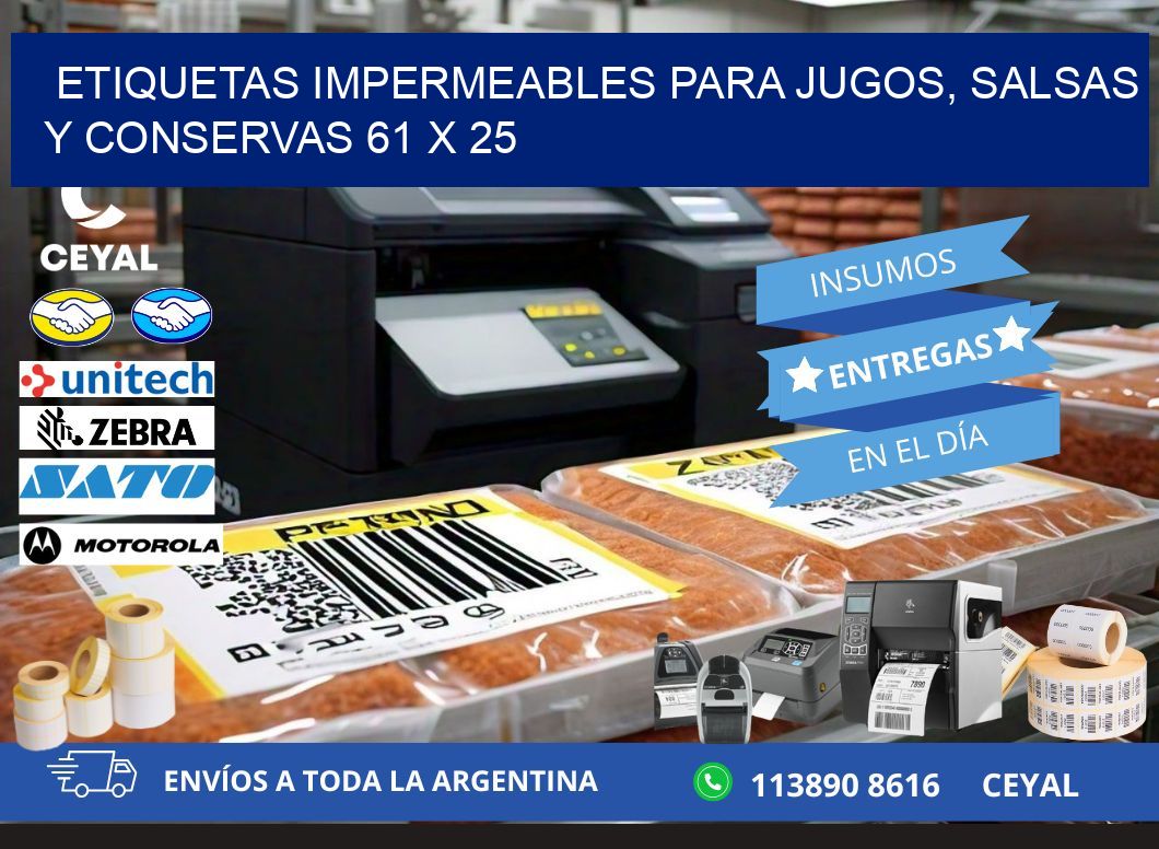 Etiquetas impermeables para jugos, salsas y conservas 61 x 25