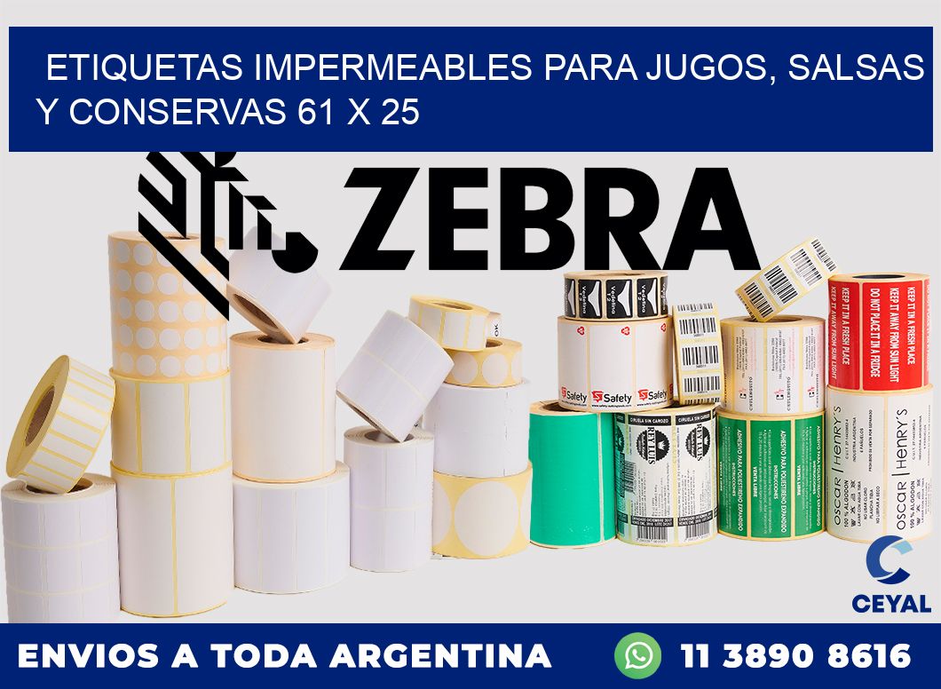 Etiquetas impermeables para jugos, salsas y conservas 61 x 25