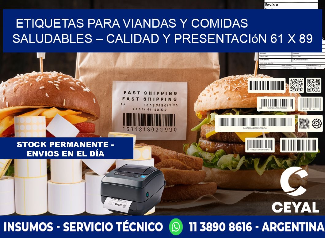 Etiquetas para viandas y comidas saludables – Calidad y presentación 61 x 89