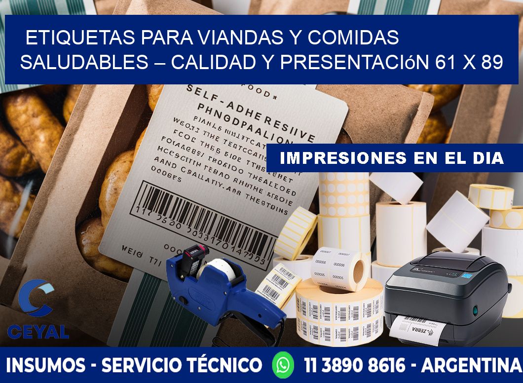 Etiquetas para viandas y comidas saludables – Calidad y presentación 61 x 89