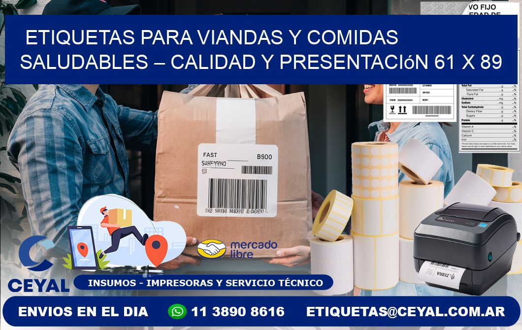 Etiquetas para viandas y comidas saludables – Calidad y presentación 61 x 89