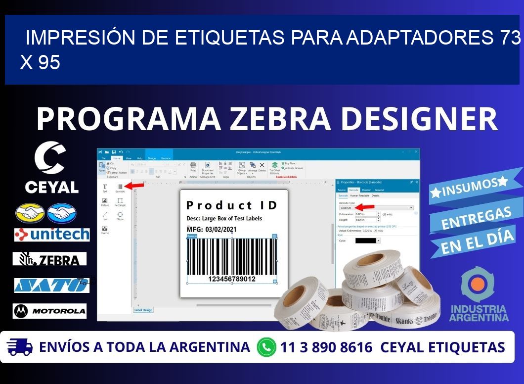 IMPRESIÓN DE ETIQUETAS PARA ADAPTADORES 73 x 95