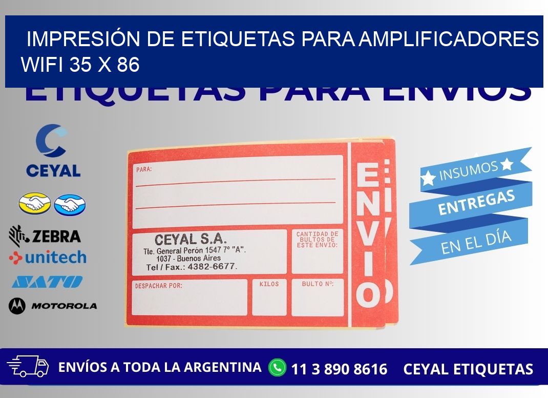 IMPRESIÓN DE ETIQUETAS PARA AMPLIFICADORES WIFI 35 x 86