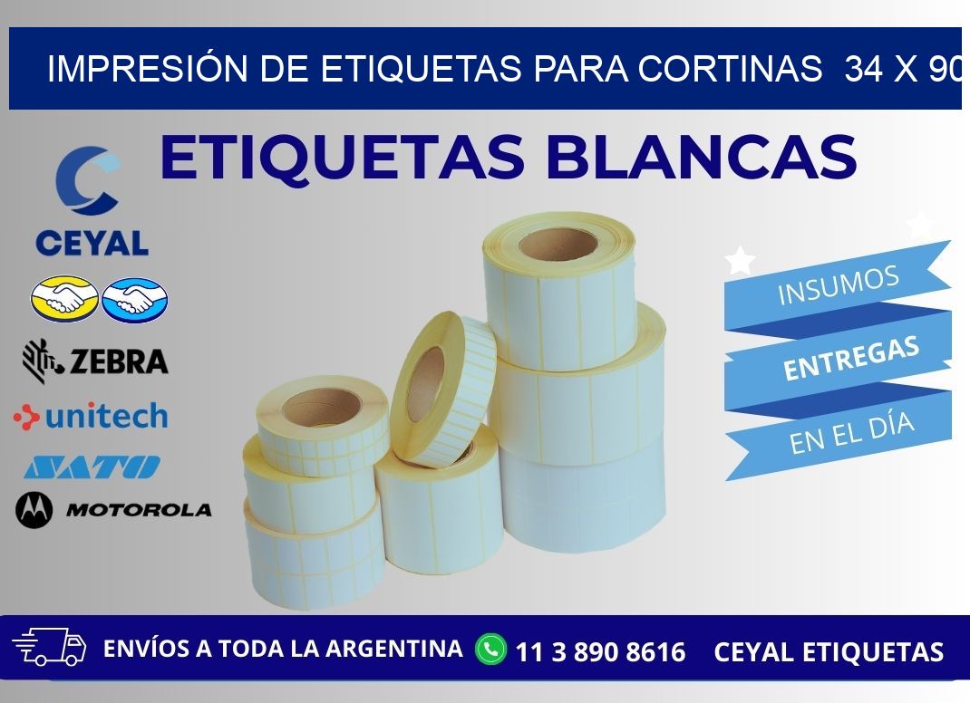 IMPRESIÓN DE ETIQUETAS PARA CORTINAS  34 x 90