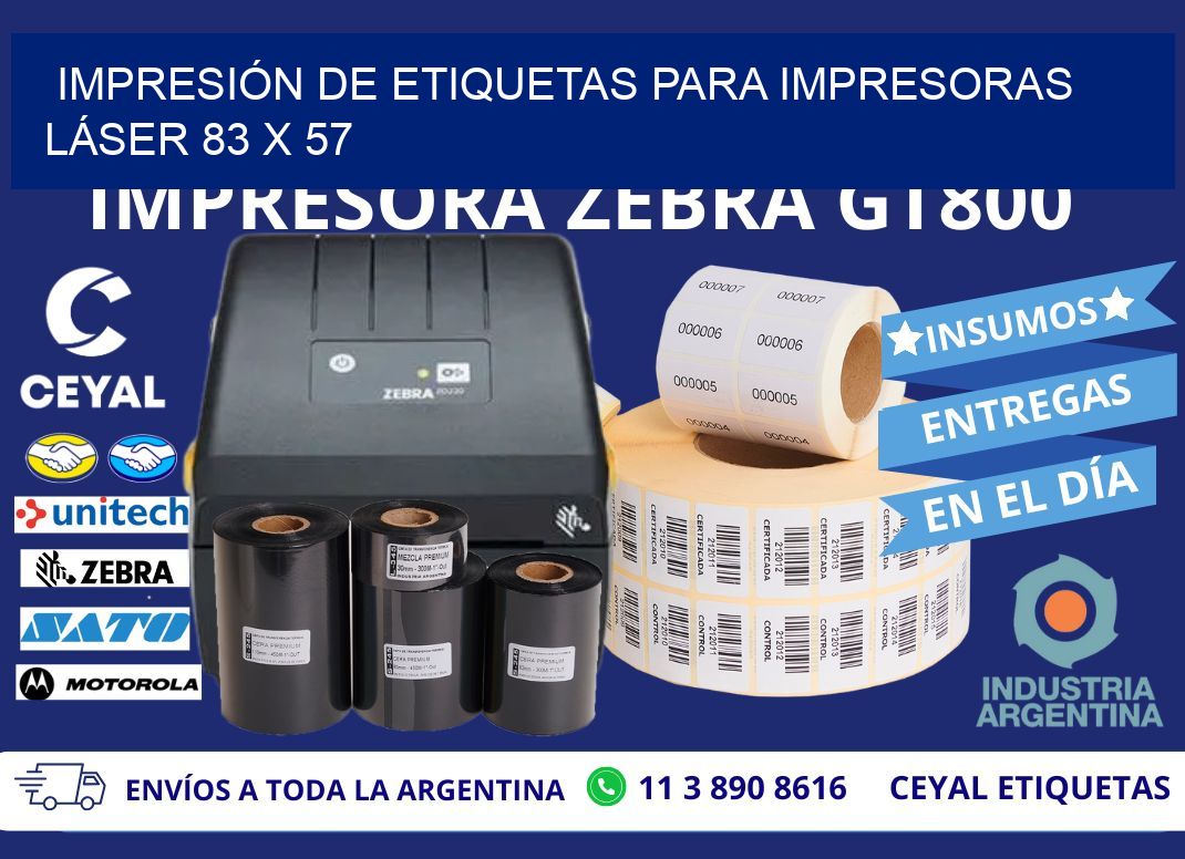 IMPRESIÓN DE ETIQUETAS PARA IMPRESORAS LÁSER 83 x 57