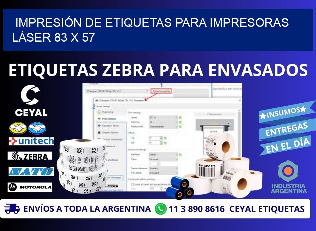 IMPRESIÓN DE ETIQUETAS PARA IMPRESORAS LÁSER 83 x 57