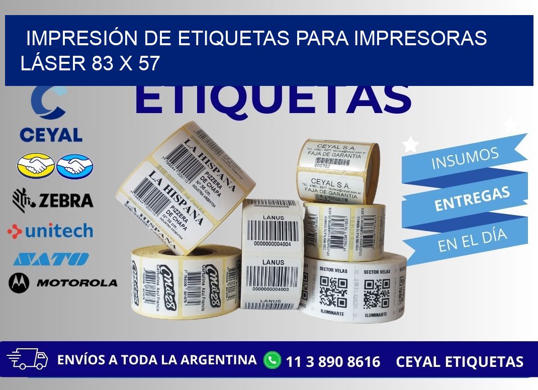 IMPRESIÓN DE ETIQUETAS PARA IMPRESORAS LÁSER 83 x 57