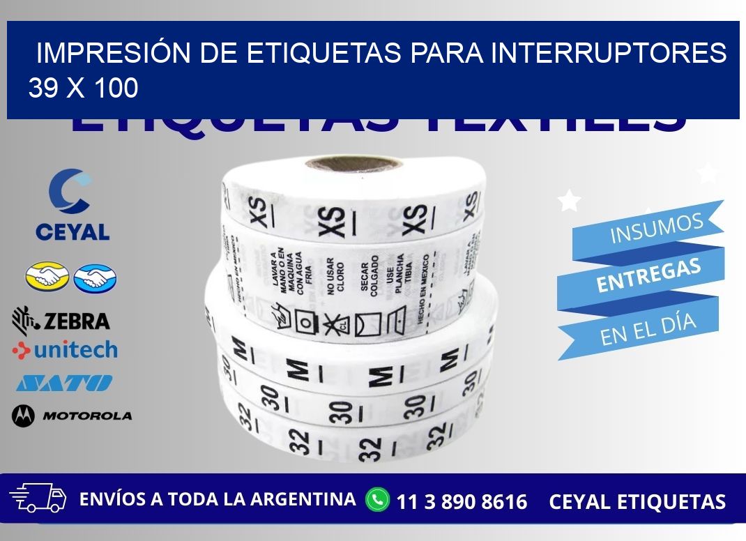 IMPRESIÓN DE ETIQUETAS PARA INTERRUPTORES 39 x 100