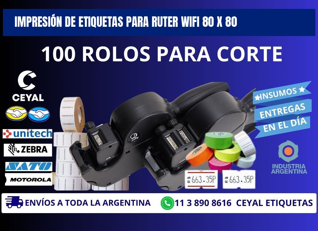 IMPRESIÓN DE ETIQUETAS PARA RUTER WIFI 80 x 80