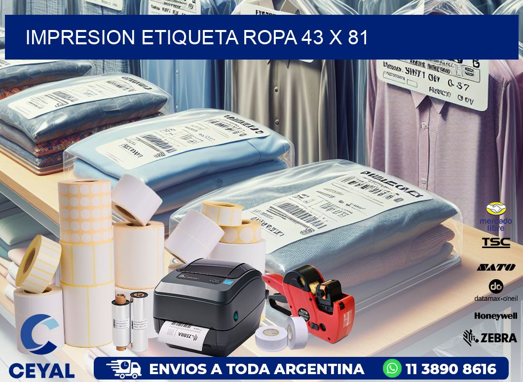 IMPRESION ETIQUETA ROPA 43 x 81