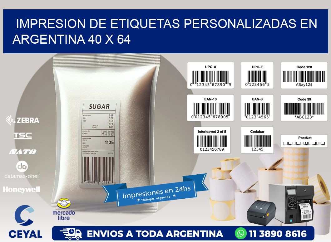 Impresion de Etiquetas Personalizadas en Argentina 40 x 64