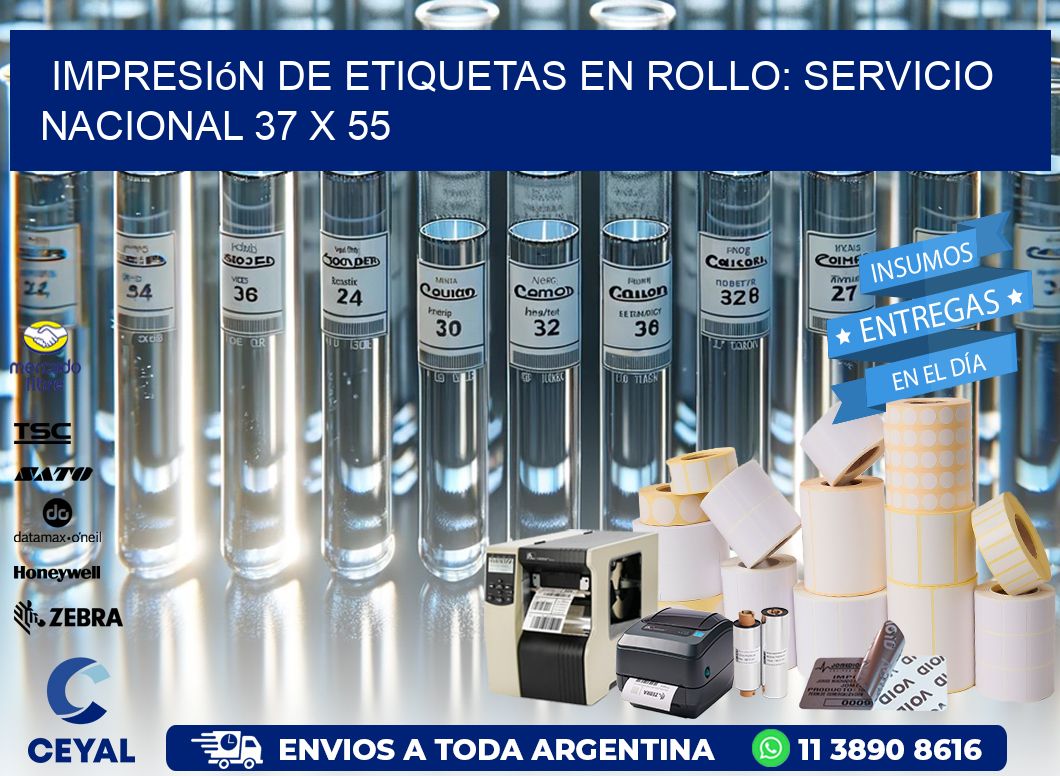 Impresión de Etiquetas en Rollo: Servicio Nacional 37 x 55