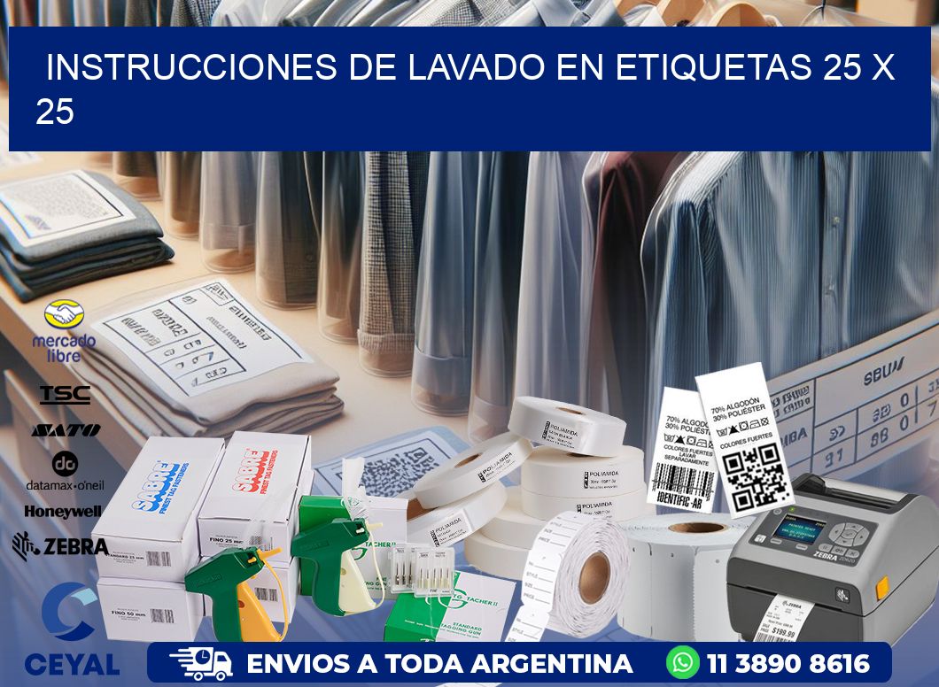 Instrucciones de Lavado en Etiquetas 25 x 25