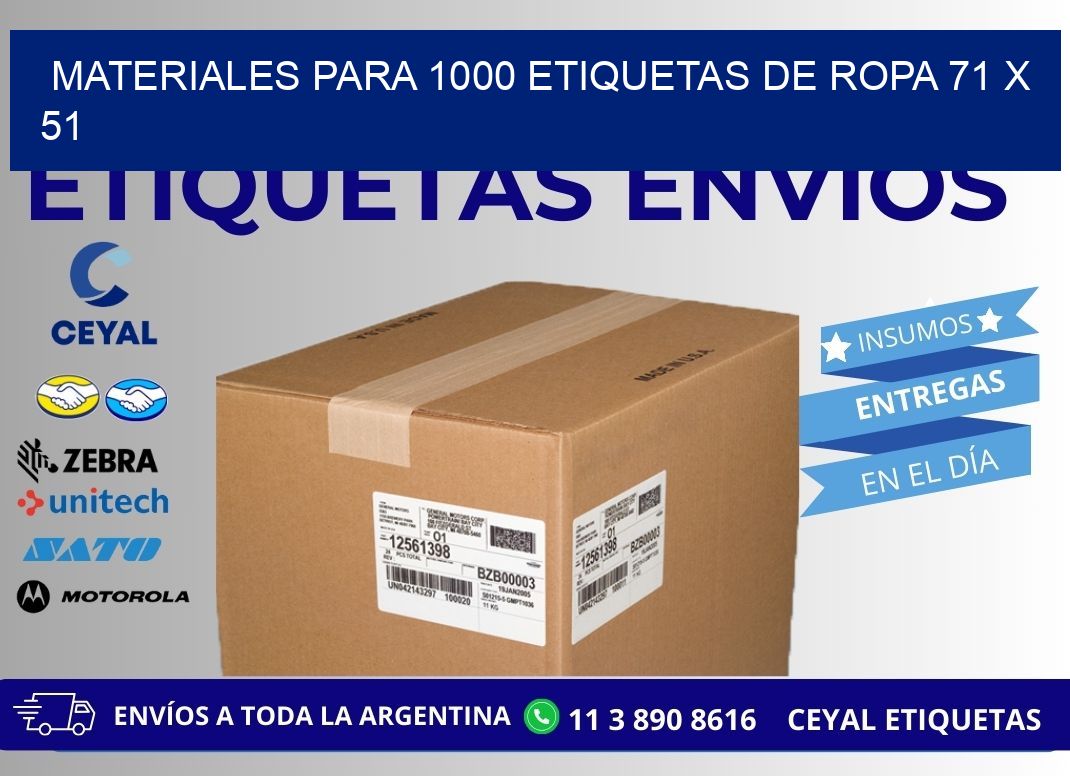 MATERIALES PARA 1000 ETIQUETAS DE ROPA 71 x 51