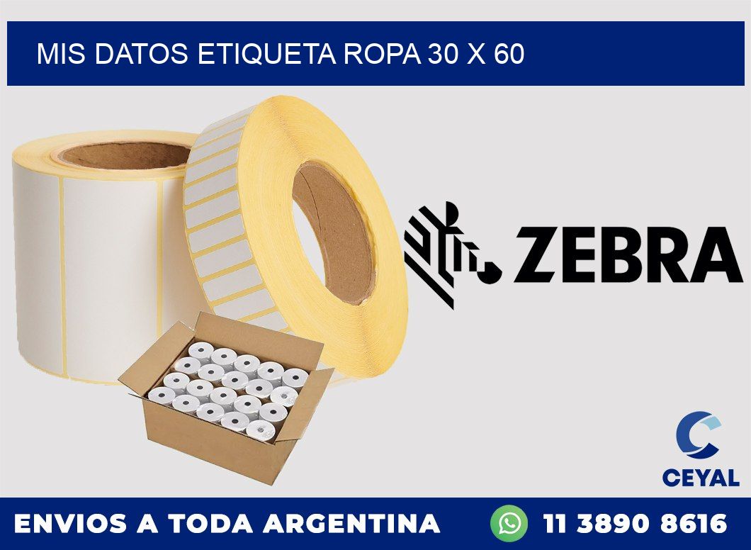 MIS DATOS ETIQUETA ROPA 30 x 60