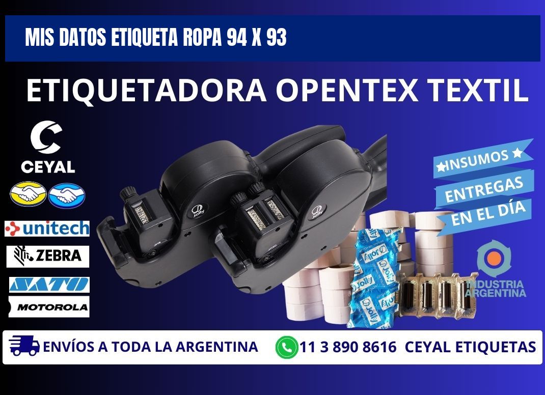 MIS DATOS ETIQUETA ROPA 94 x 93