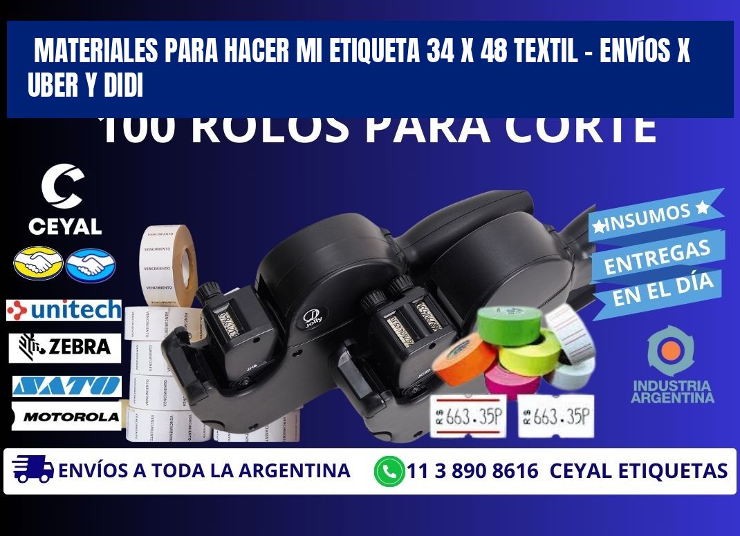 Materiales para hacer mi Etiqueta 34 x 48 textil – Envíos x Uber y DiDi