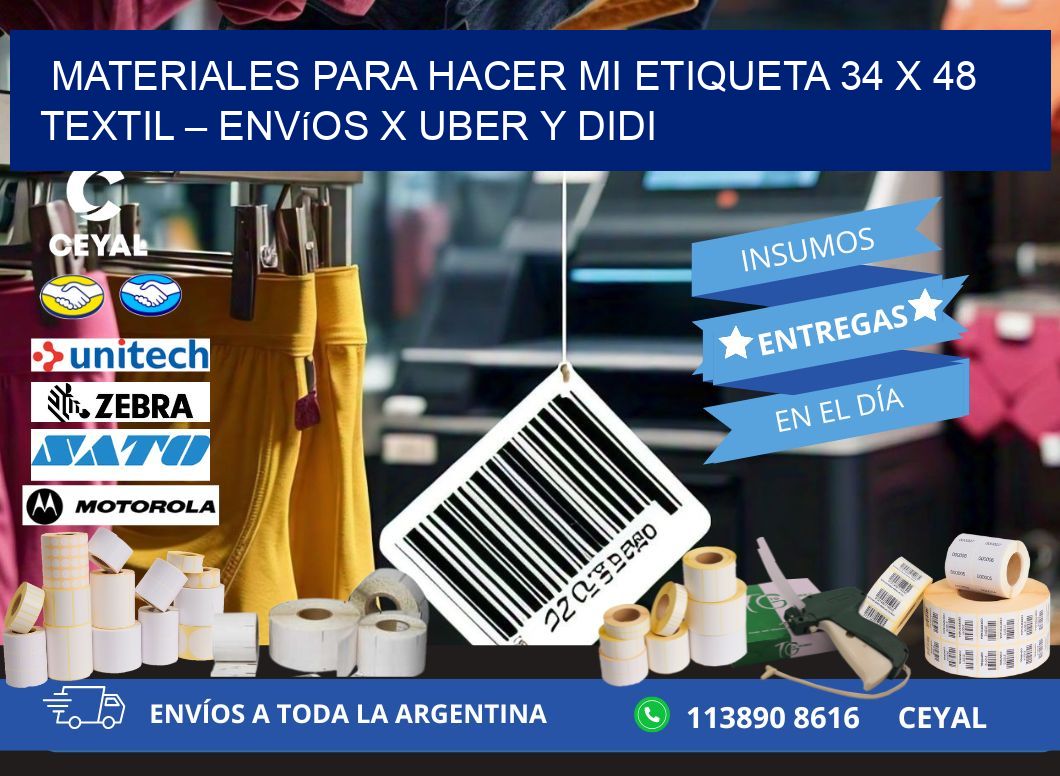 Materiales para hacer mi Etiqueta 34 x 48 textil – Envíos x Uber y DiDi