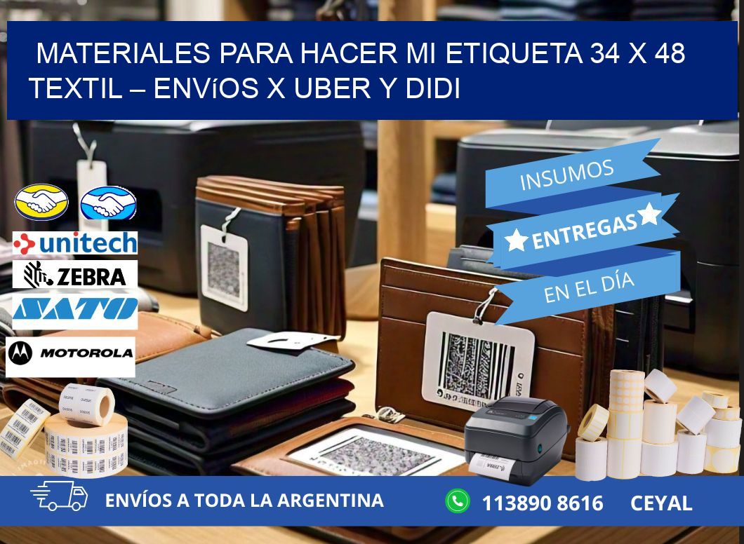 Materiales para hacer mi Etiqueta 34 x 48 textil – Envíos x Uber y DiDi