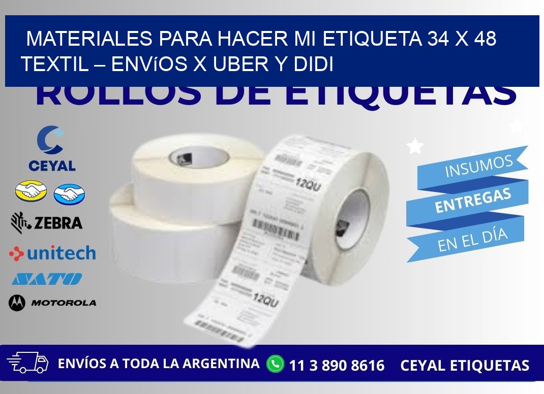 Materiales para hacer mi Etiqueta 34 x 48 textil – Envíos x Uber y DiDi