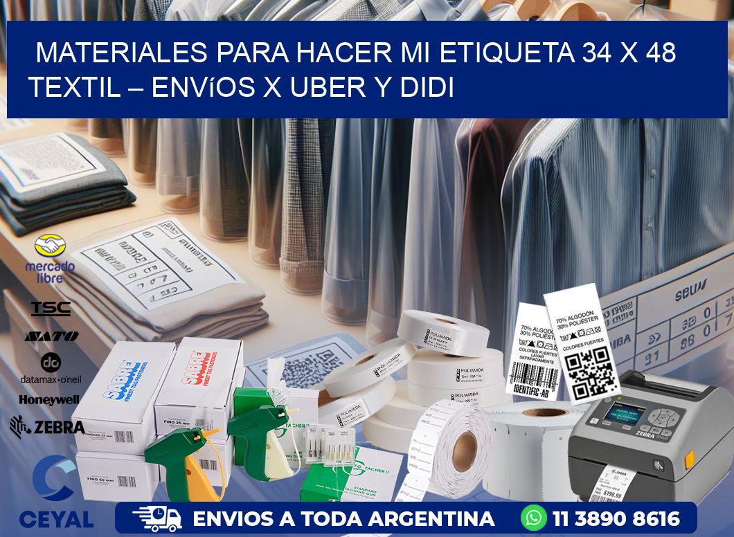 Materiales para hacer mi Etiqueta 34 x 48 textil – Envíos x Uber y DiDi