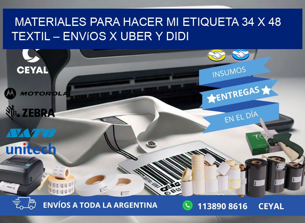 Materiales para hacer mi Etiqueta 34 x 48 textil – Envíos x Uber y DiDi