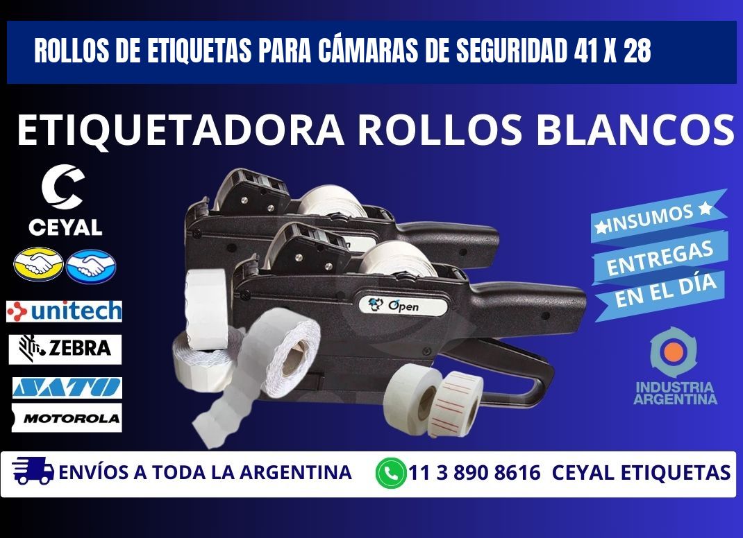 ROLLOS DE ETIQUETAS PARA CÁMARAS DE SEGURIDAD 41 x 28