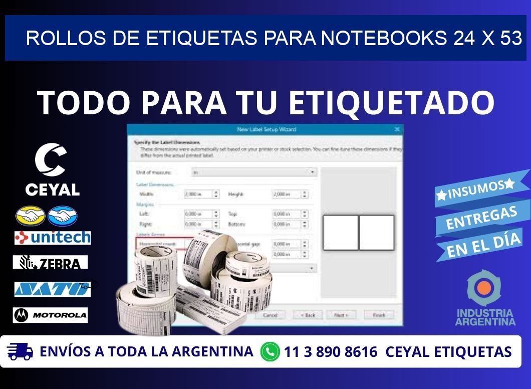 ROLLOS DE ETIQUETAS PARA NOTEBOOKS 24 x 53