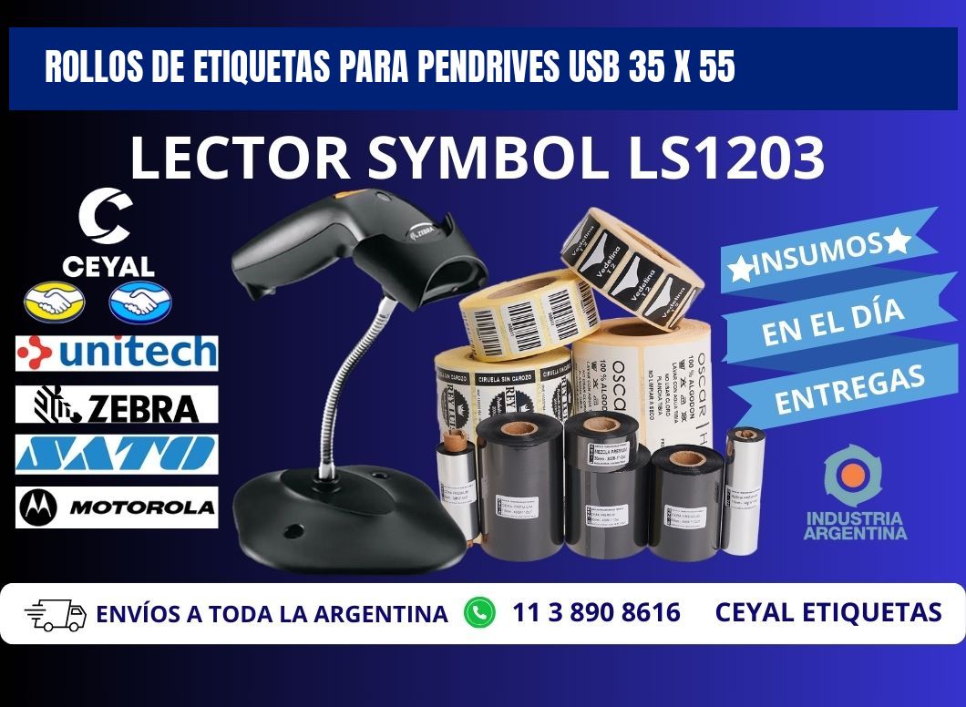 ROLLOS DE ETIQUETAS PARA PENDRIVES USB 35 x 55